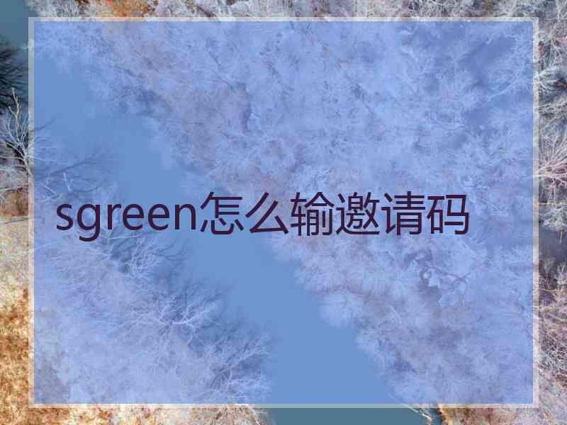 sgreen怎么输邀请码